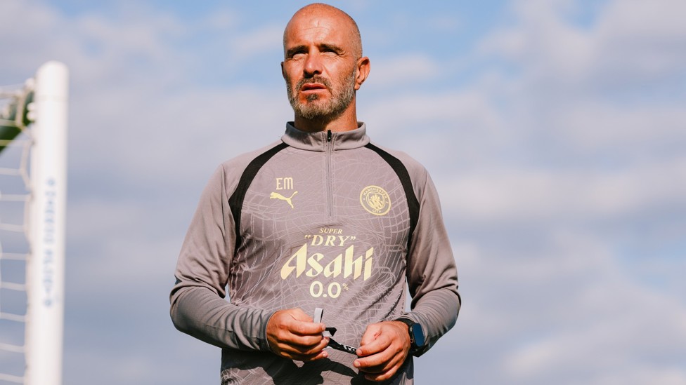THE BOSS  : Enzo Maresca overseeing his first City session as manager.