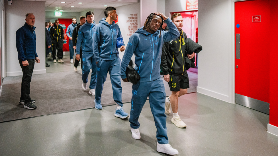 ARRIVAL : Doku and co arrive at the stadium.