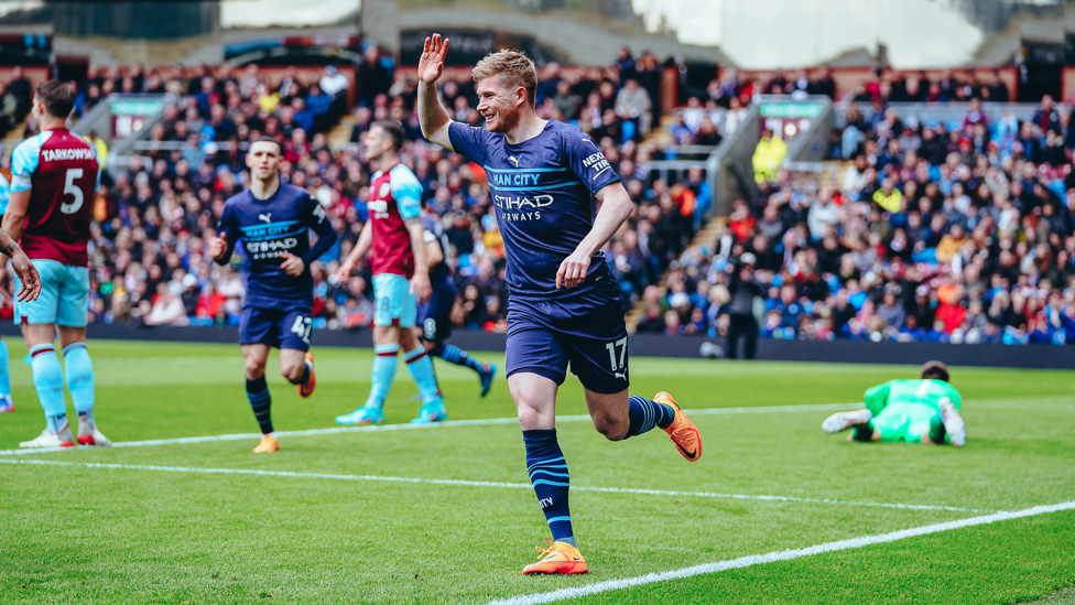 ALL SMILES : KDB enjoyed scoring on his 200th league appearance for City!