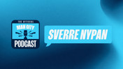 A blue graphic for 'The Official Man City Podcast' featuring 'Sverre Nypan' in a speech bubble on the right.