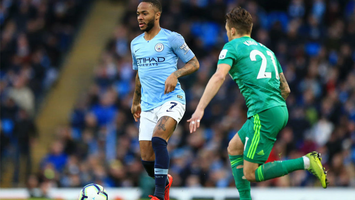 RAZZLE DAZZLE: Raheem Sterling gets City on the front foot