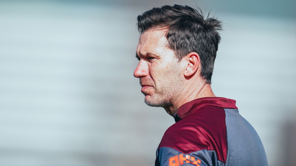 THE BOSS : Gareth Taylor watches the team train.