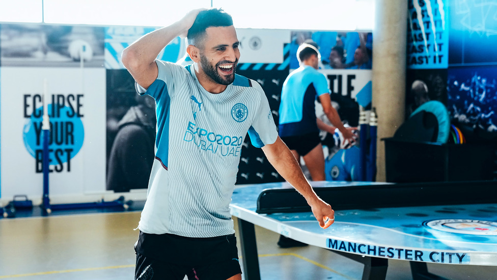 BREATHER: Riyad is all smiles as he takes a quick break