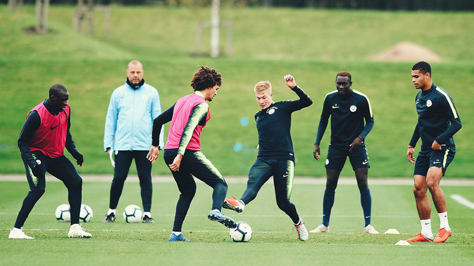 ALL TOGETHER NOW : The City players are put through their paces