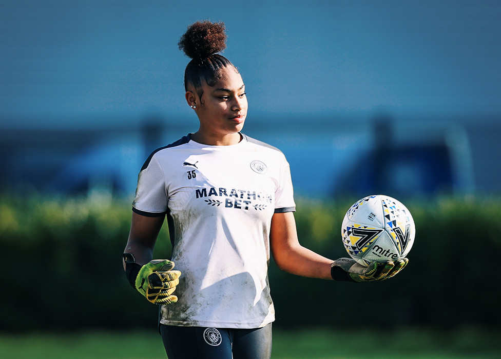 'KEEPING COOL : Young shot-stopper Khiara Keating