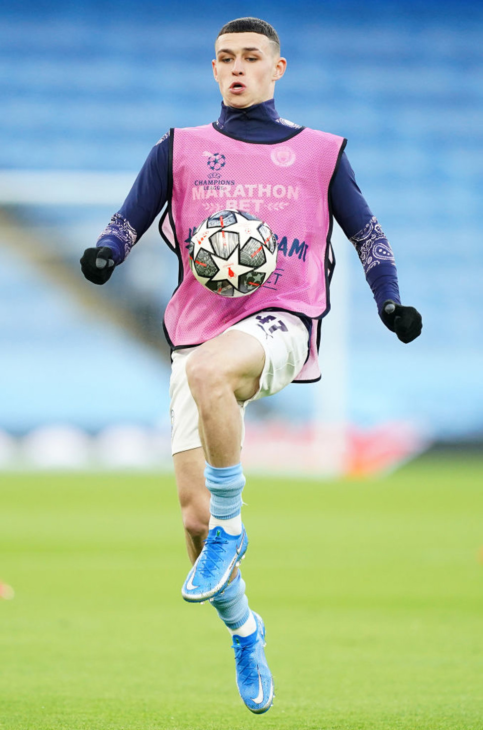 PHIL-ING IT : Foden gets a feel for the ball after being named in the starting XI.