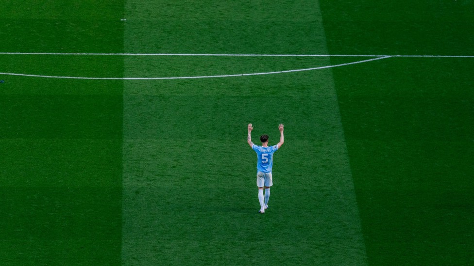 HOME SWEET HOME : John Stones soaks up being on the hallowed turf.