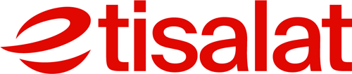 Etisalat logo with a red stylized 'e' symbol followed by the company name 'etisalat' in red text.