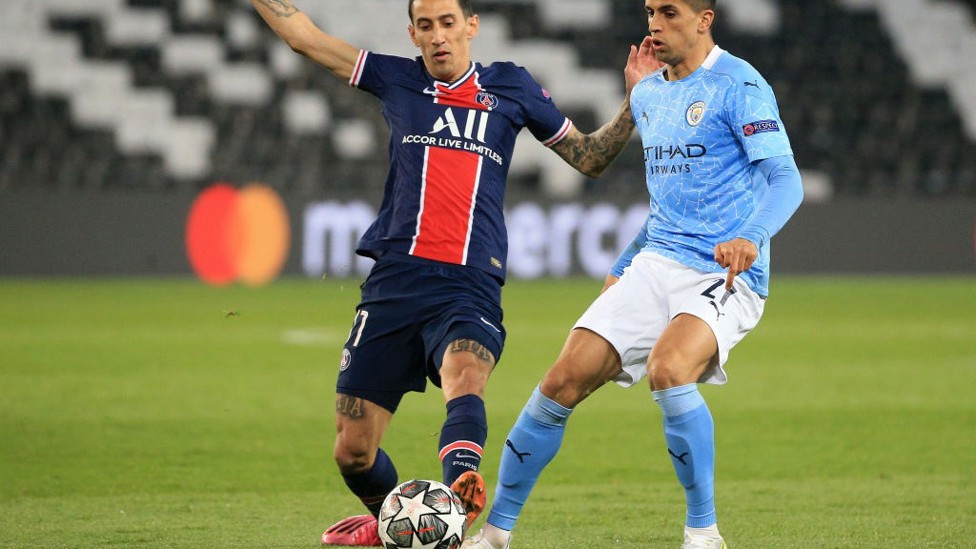 CANCELO’D OUT: Joao Cancelo beats Angel Di Maria to the ball
