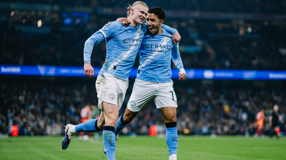 DEADLY DUO : Haaland and Marmoush celebrate.