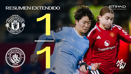 Resumen del partido entre Manchester United y Manchester City con el marcador final 1-1 en la WSL.