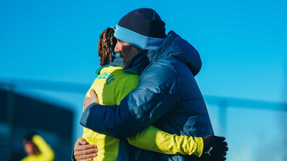 WARM EMBRACE : Doku grateful for everything he learnt from our former boss Pep Guardiola. 