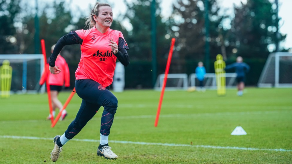 SPEEDING ALONG : Lauren Hemp sets off on one of her famous sprints