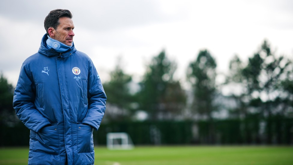 THE BOSS  : Gareth Taylor watches on.