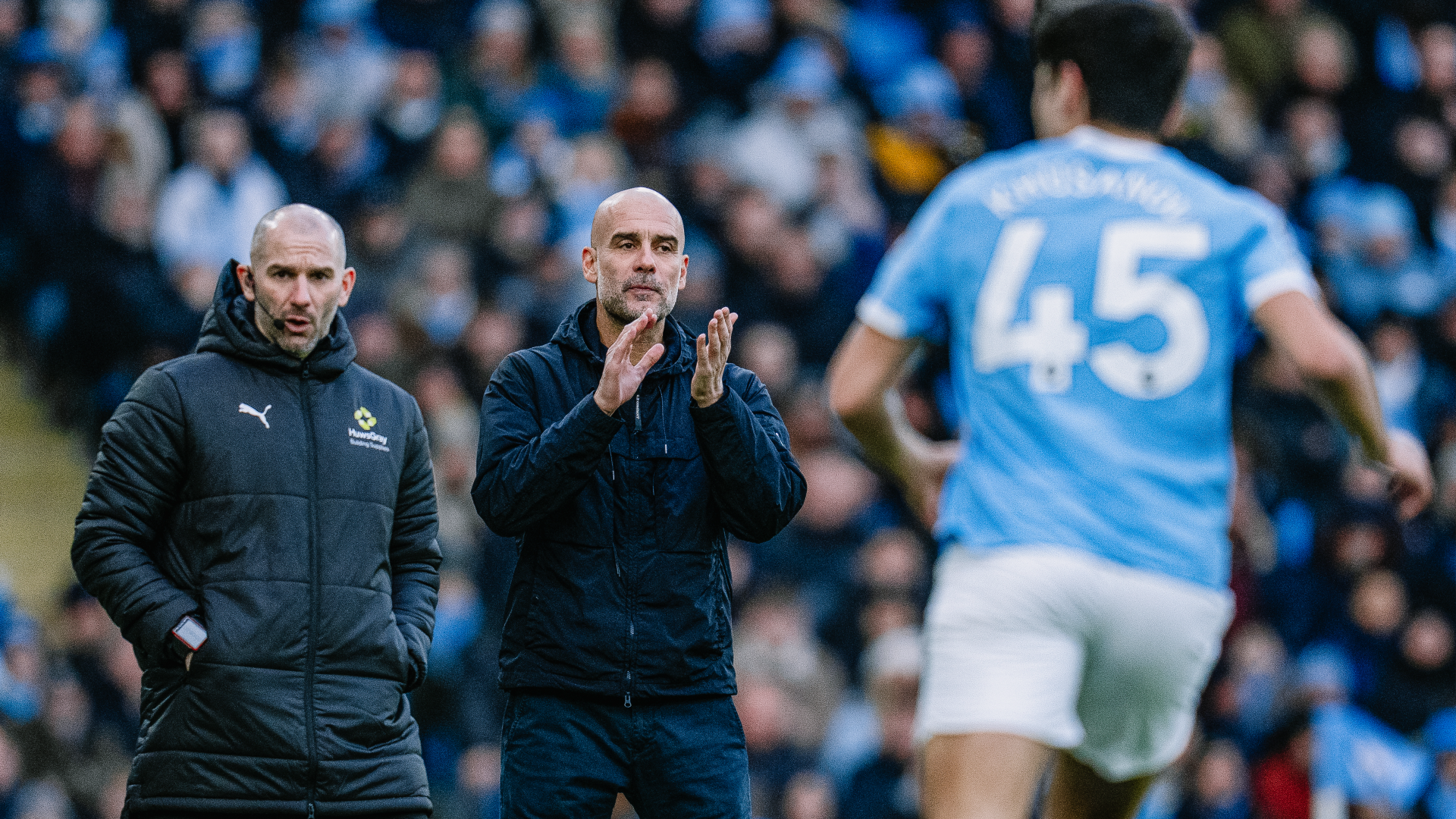 THE BOSS: Pep Guardiola urges City on.