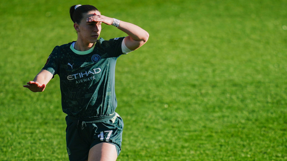 Calling for calm : Sam Coffey using her experience in midfield