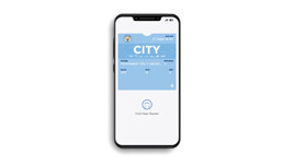 Virtual ticket for Manchester City vs Leicester City match on 27 Sept. It includes block 201, row N, seat 3, and entrance C. Designed for NFC reader use.