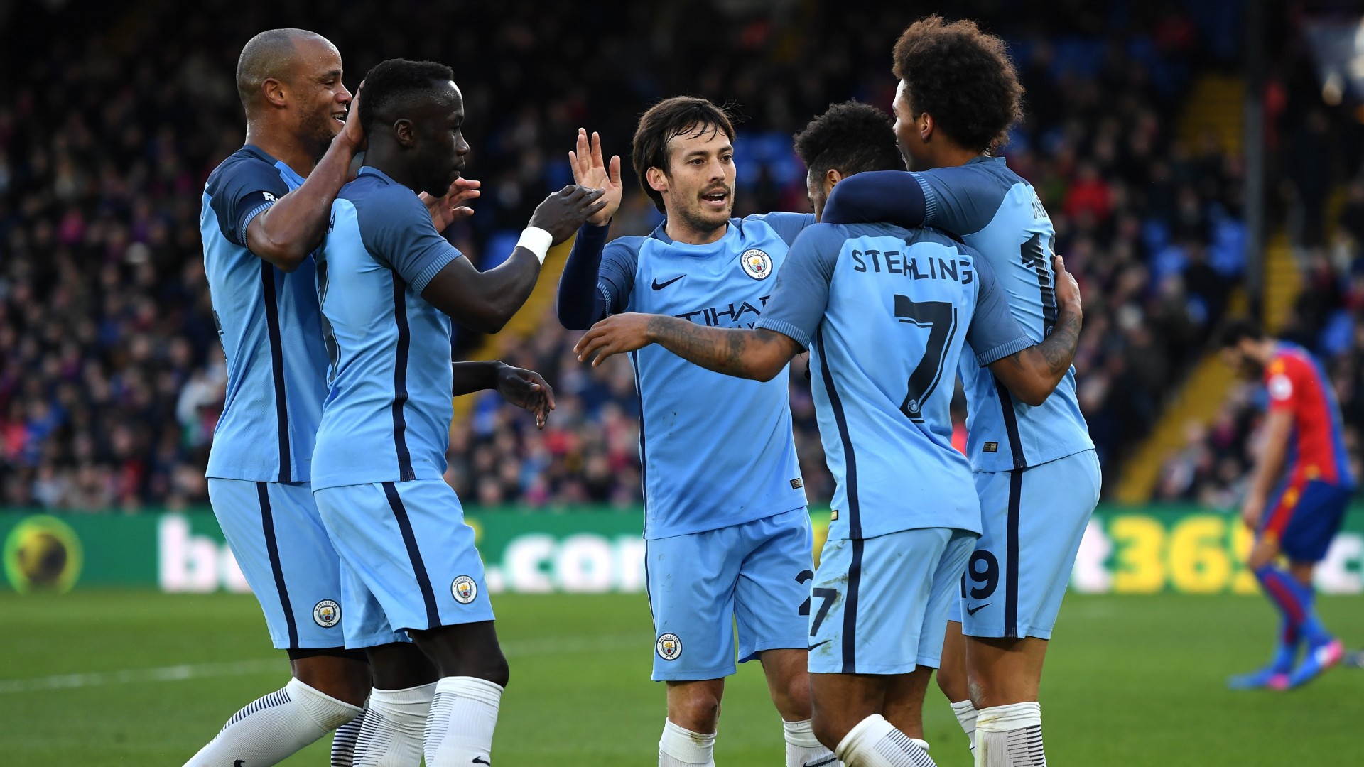 CELEBRATION : Our stars celebrate during the 3-0 win in 2017