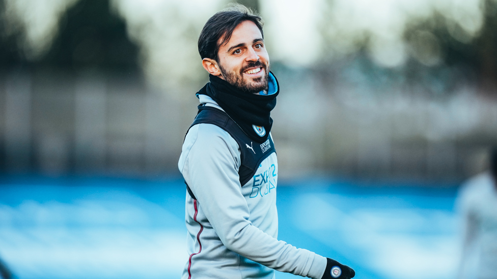 FEEL THE BERN : Bernardo Silva pictured during today's session