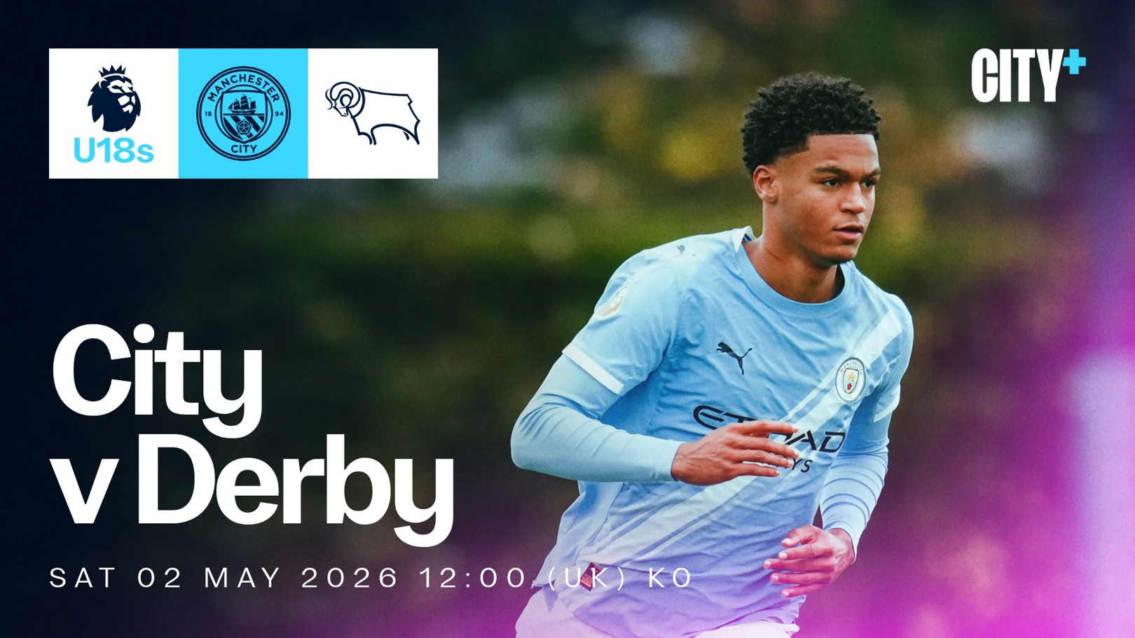 Watch our U18 Premier League clash with Derby live on CITY+