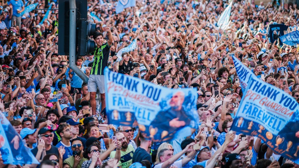 HUGE CROWD : The streets filled with Blues
