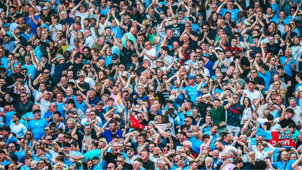 BEST IN THE LAND  : City supporters celebrate Gvardiol's opener. 