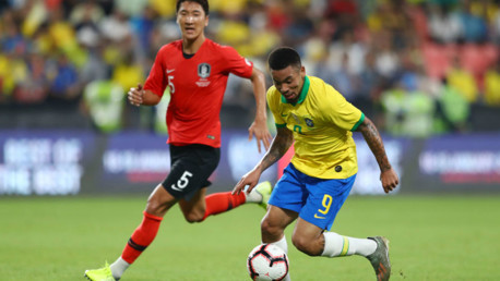 FORWARD MARCH: Gabriel Jesus in the thick of the action for Brazil against South Korea