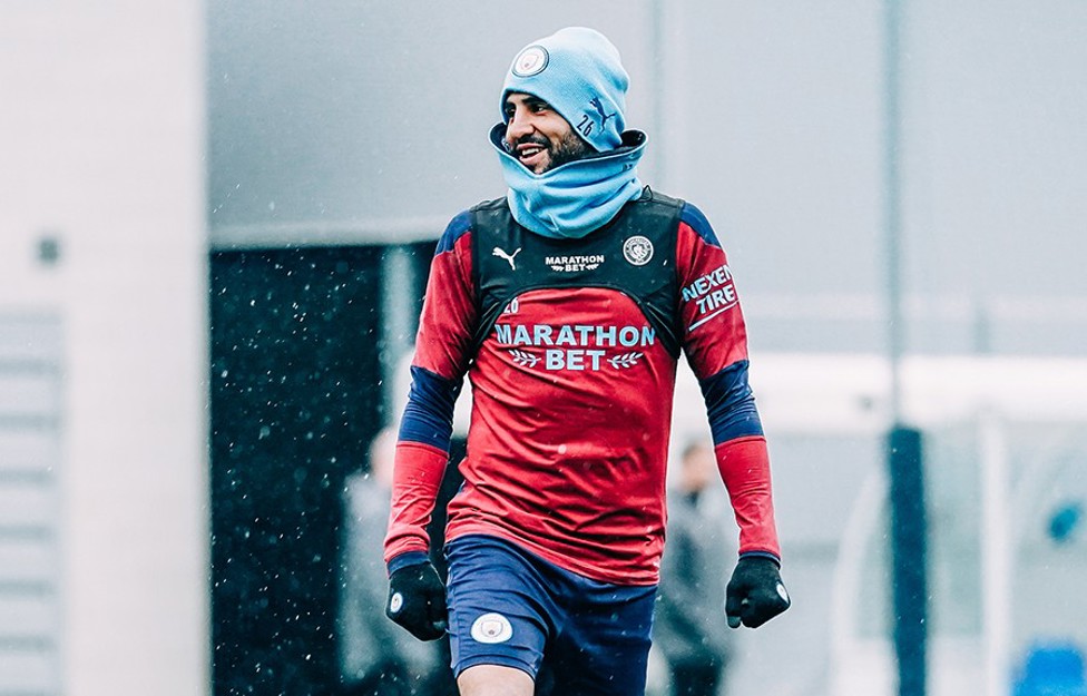 LET IT SNOW : Riyad looked to be enjoying the snowy conditions in today's session