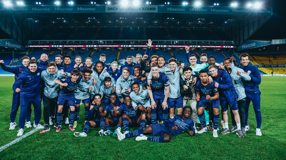 THAT WINNING FEELING: Our Elite Development Squad retained the PL2 title away at Leeds in April