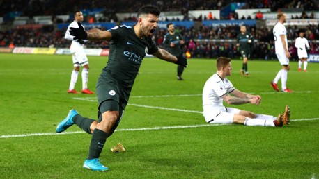 IN ON THE ACT: Sergio Agüero scores City's fourth. 
