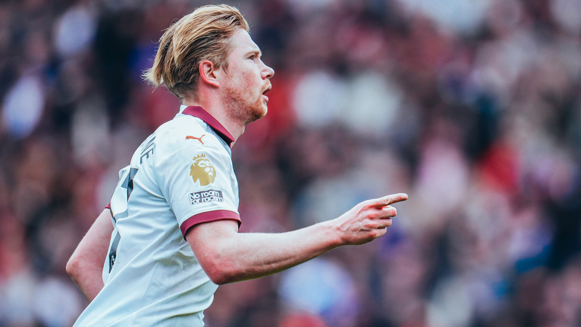 KING KEV: Celebrates the goal.