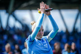 Alex Greenwood applauds the Manchester City fans