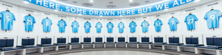 Home Team Dressing Room with players shirts