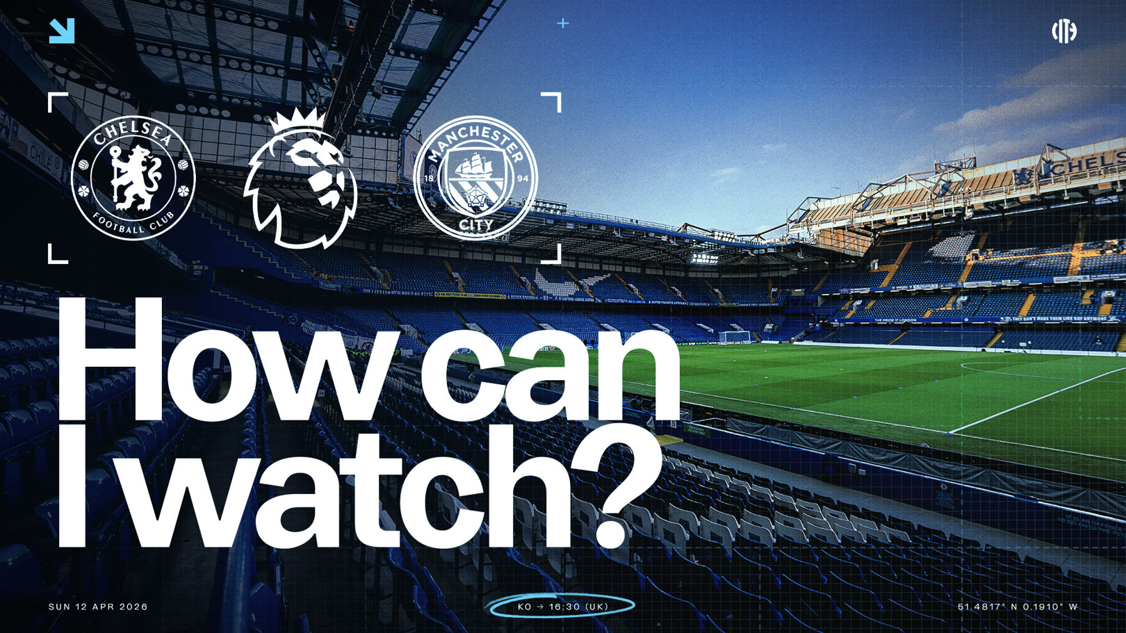 How can I watch Chelsea v City on TV?