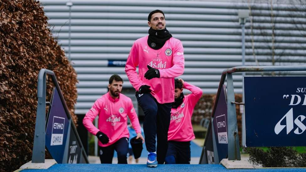HEADING OUT : Tijjani Reijnders makes his way to the pitch