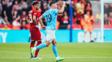 JUBILANT JULIAN: Alvarez celebrates his first goal for City!