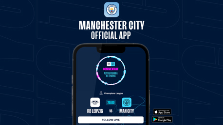 How to follow RB Leipzig v City on our official app 