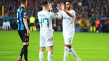 HIGH FIVES: The Foot and Mahrez celebrate City's second night.