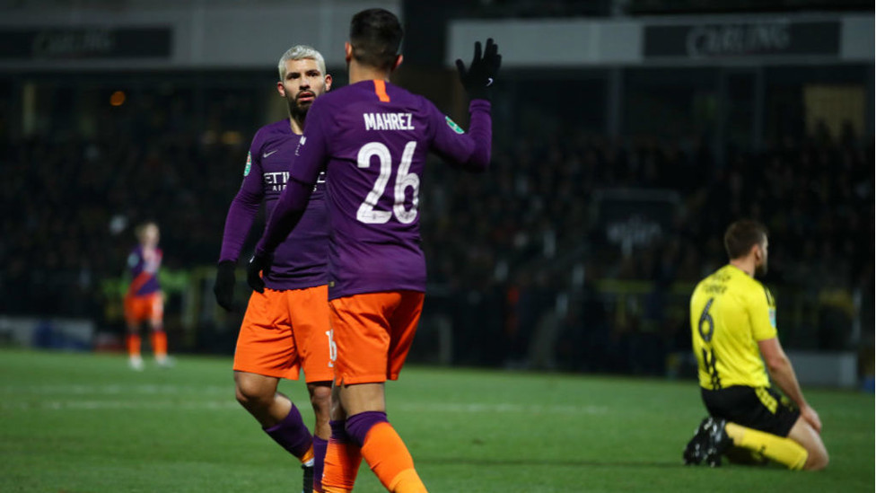 DYNAMIC DUO : Sergio Aguero acknowledges Riyad Mahrez' contribution to the opening goal