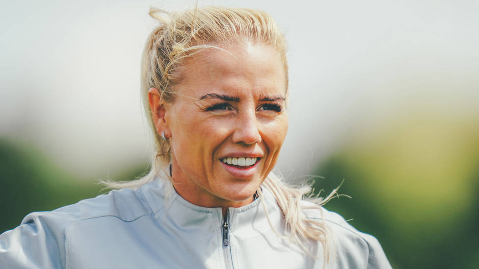 ALL SMILES: Alex Greenwood was in relaxed mood as we geared up for the Reading trip