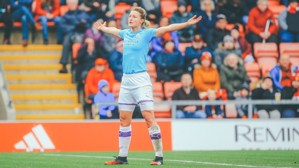 DERBY DELIGHT : The striker grabbed a brace in her first Manchester derby as City beat United 3-2 in the FA Cup in January 2020