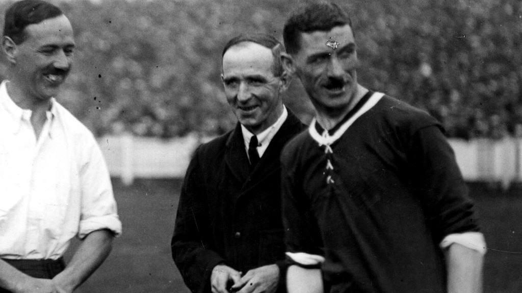 BILLY MEREDITH (far right) : The City star captaining Wales against England