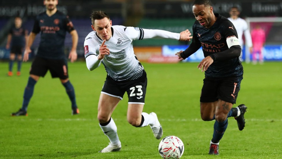 RAZ ON THE RUN: Raheem Sterling looks to make something happen down the flank