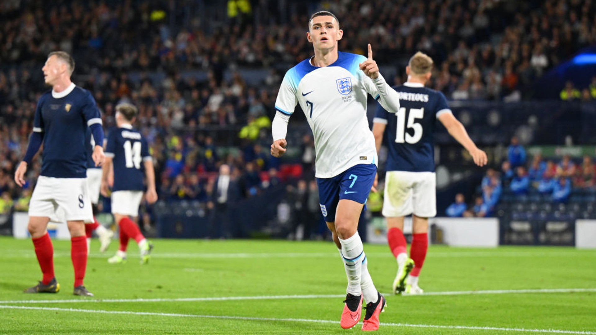CELEBRATION TIME: Foden marks his fine strike
