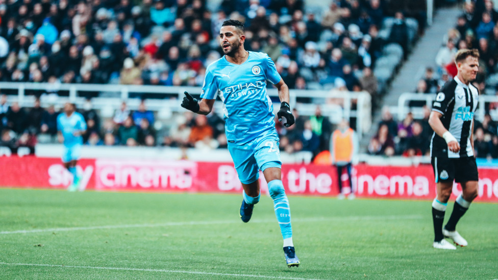 RIYAD KNOWS : Even though his goal was initially flagged offside, Riyad knew his goal was going to stand. 