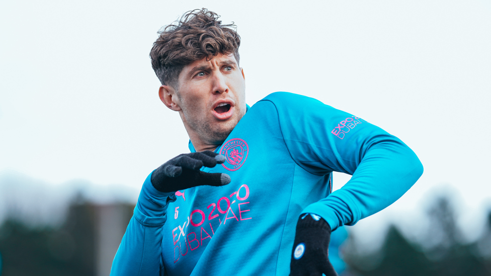 John Stones gives his best impression of watching a scary movie