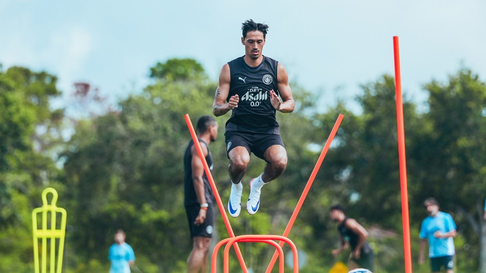 UP HIGH : Tijjani Reijnders with a spring in his step