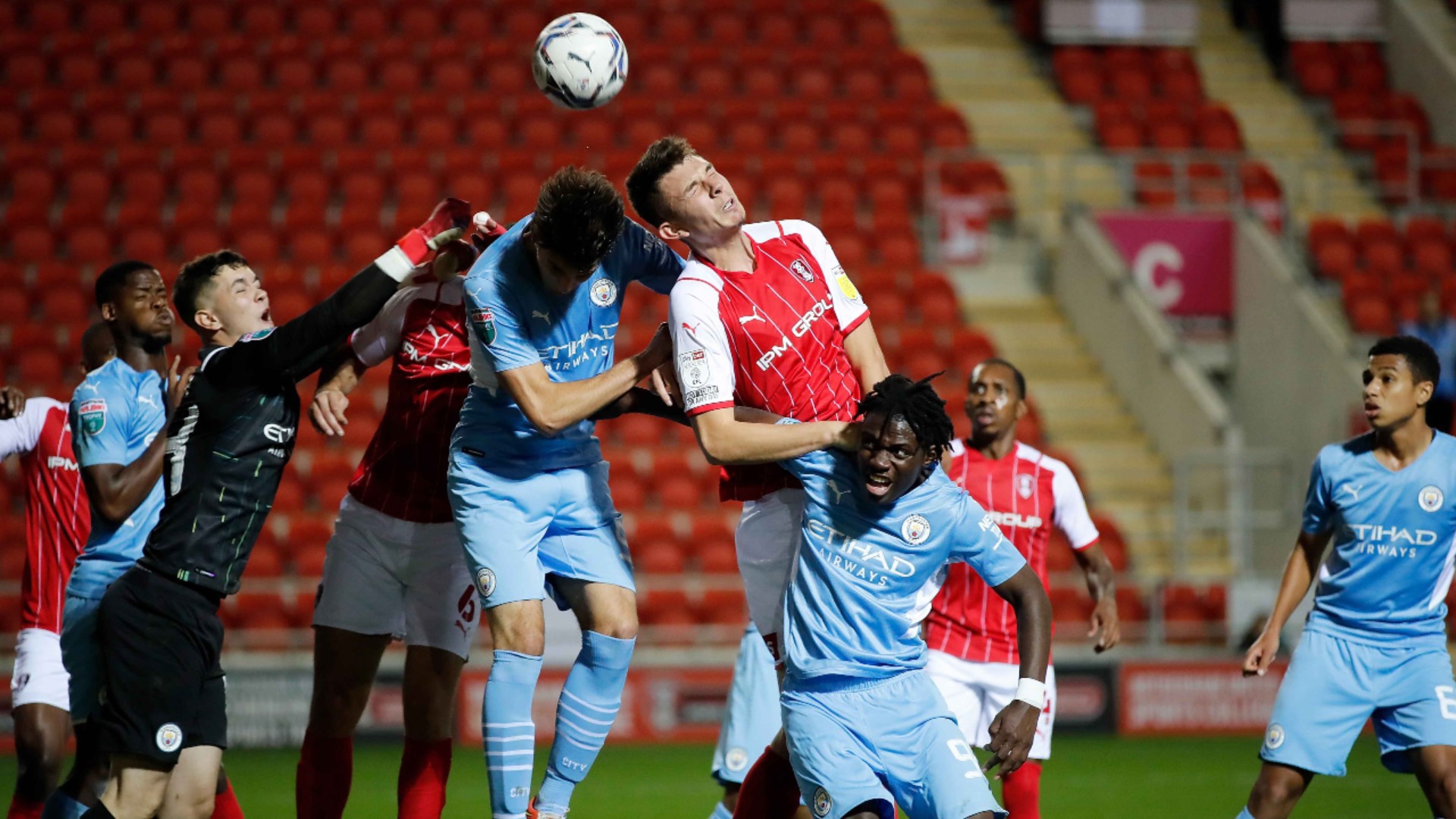ACTION STATIONS: City defend a Rotherham corner
