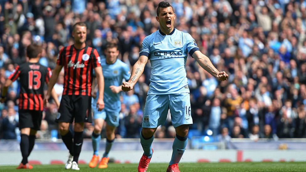 RAY OF SUNSHINE : Another memorable moment against QPR - this time as Sergio seals a 2015 treble against the Londoners