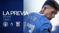 Preview of Manchester City vs Ipswich Town at Etihad Stadium on Saturday, October 17, 2026, for the Premier League. Kick-off at 15:00 UK time, featuring player Enzo.